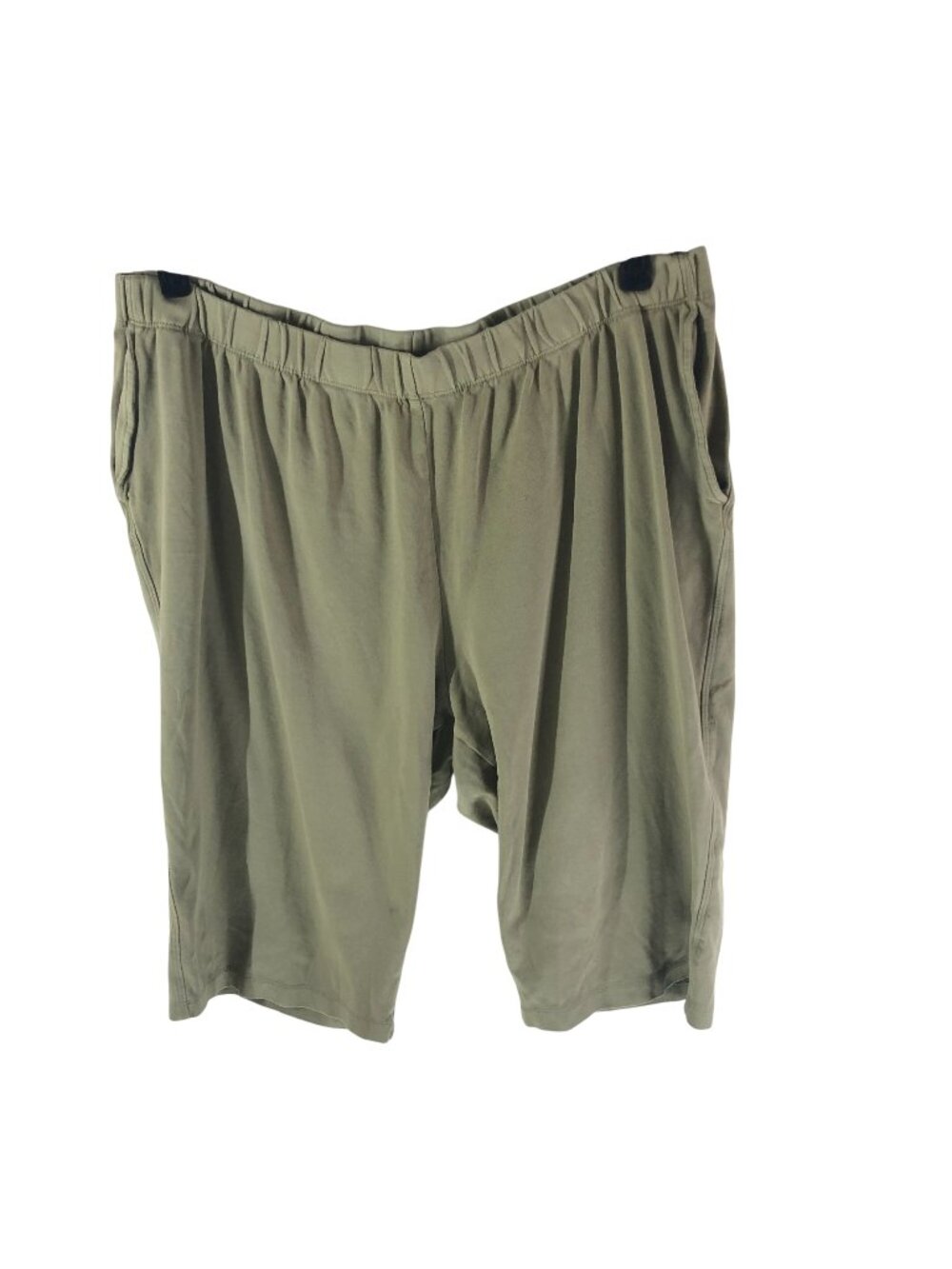 Lands End Womens Sport Knit Capri Pants Pull On Pockets Cotton Green 2X